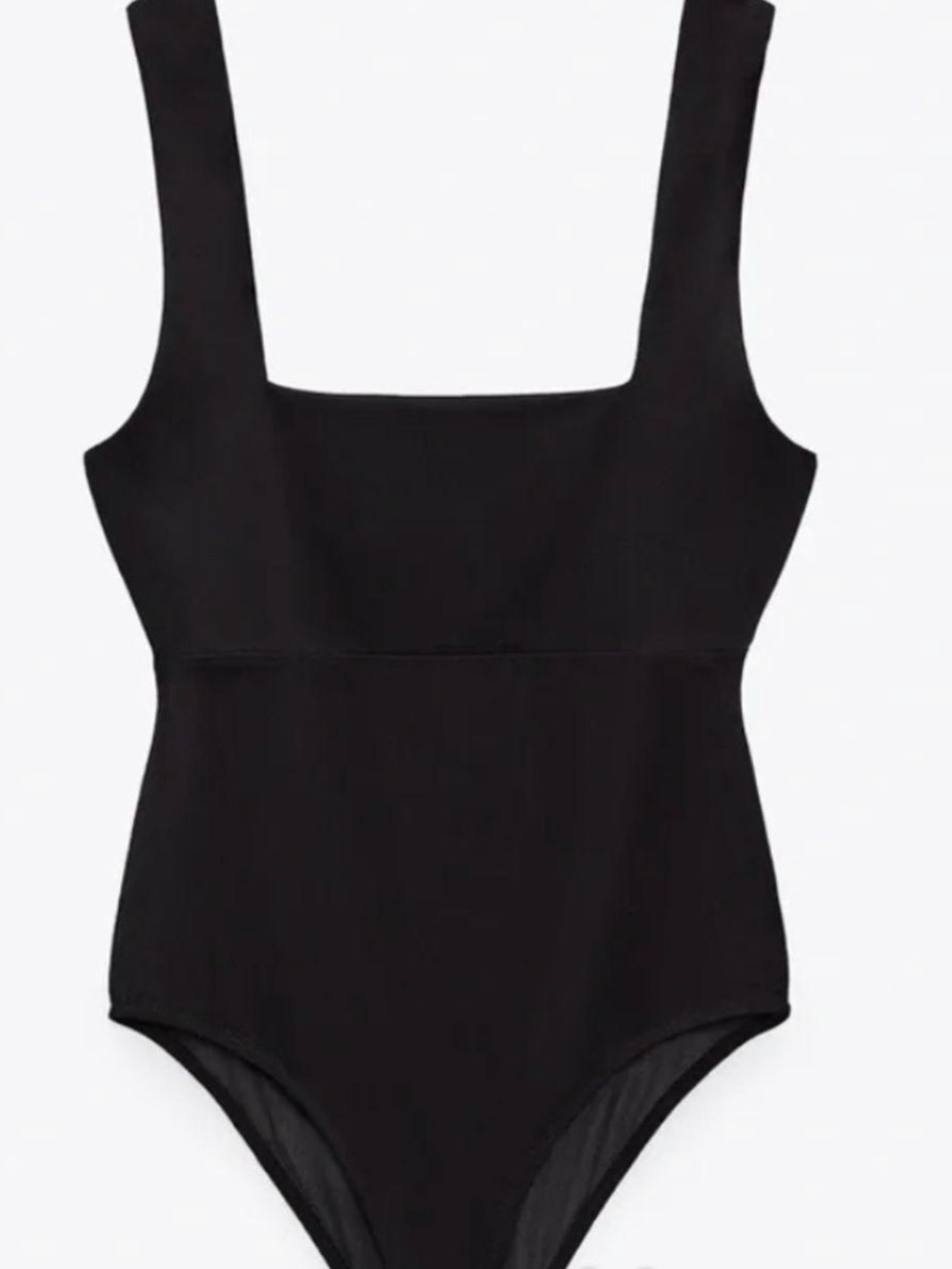 Zara Black Square-Neck Tank One-Piece